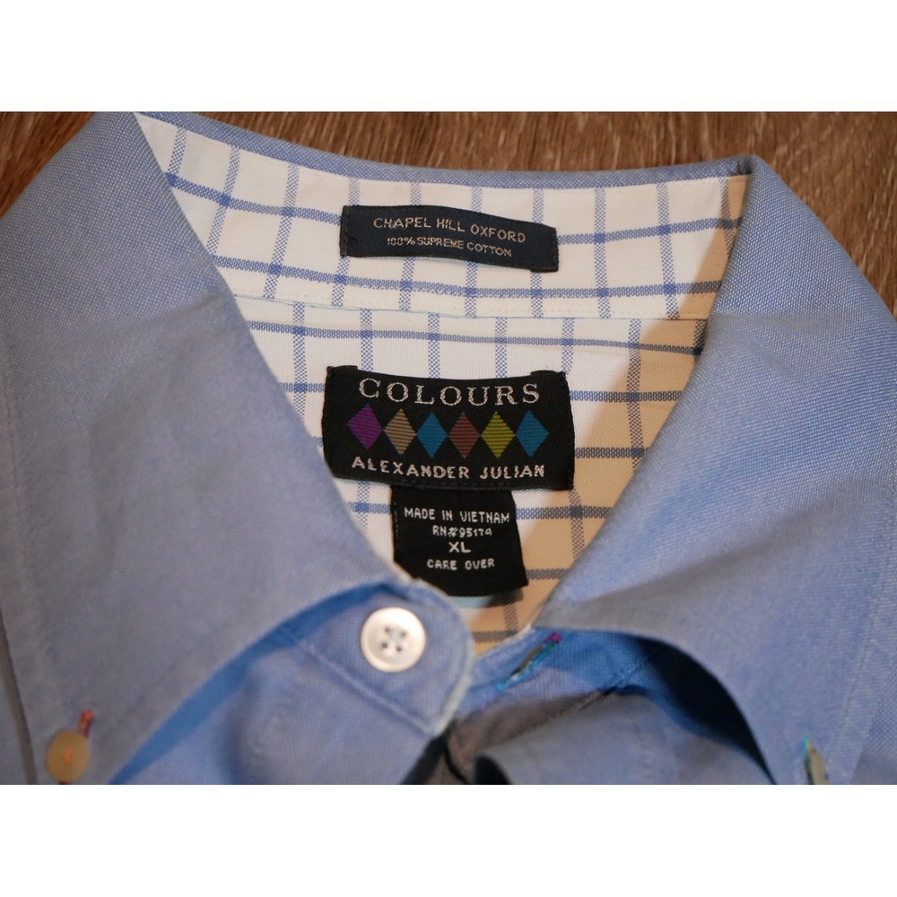 Colours Alexander Julian Chapel Hill Oxford Shirt Mens XL Blue Supreme Cotton - Picture 2 of 4